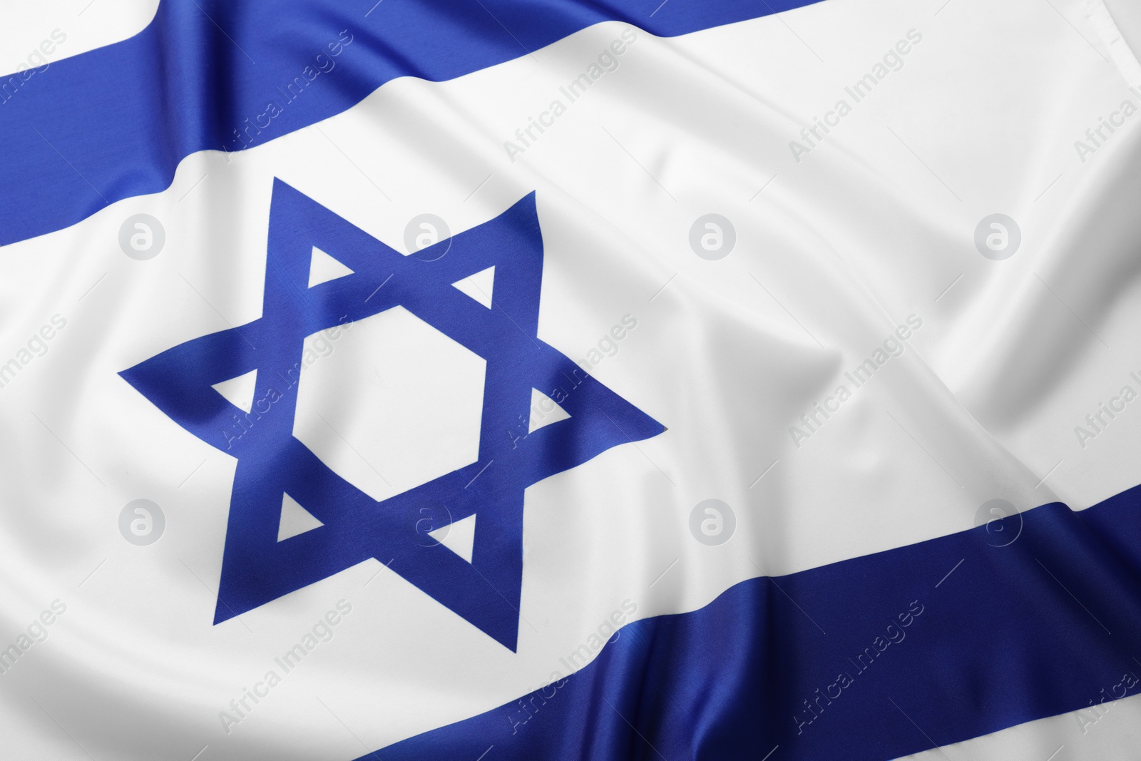 Photo of Flag of Israel as background, top view. National symbol