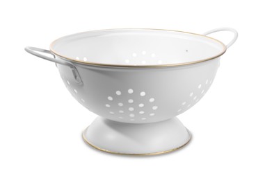 Photo of One colander with handles on white background