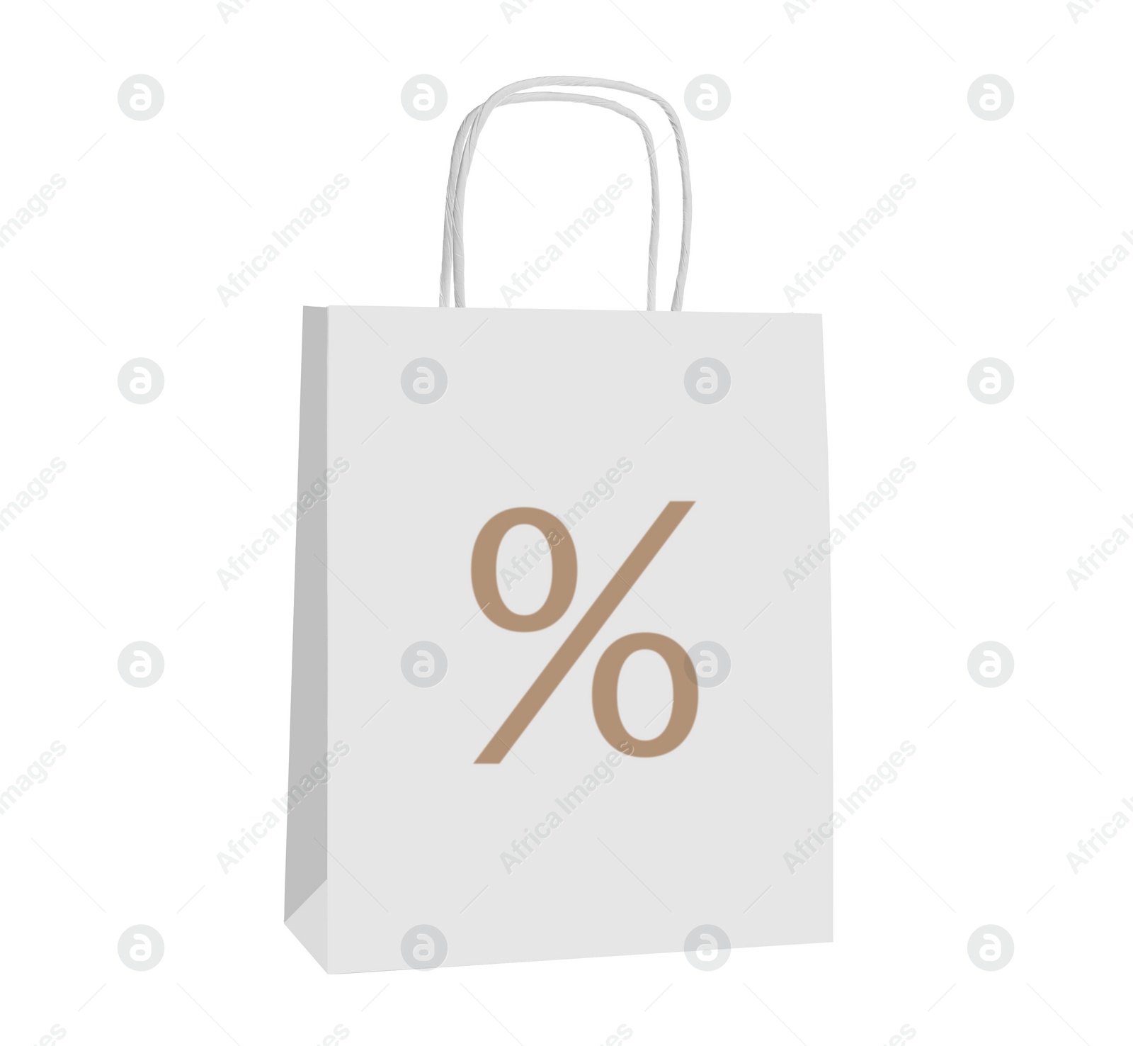 Image of Paper bag with percent sign isolated on white