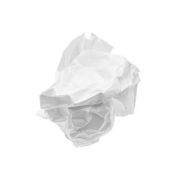 Crumpled sheet of paper isolated on white, top view