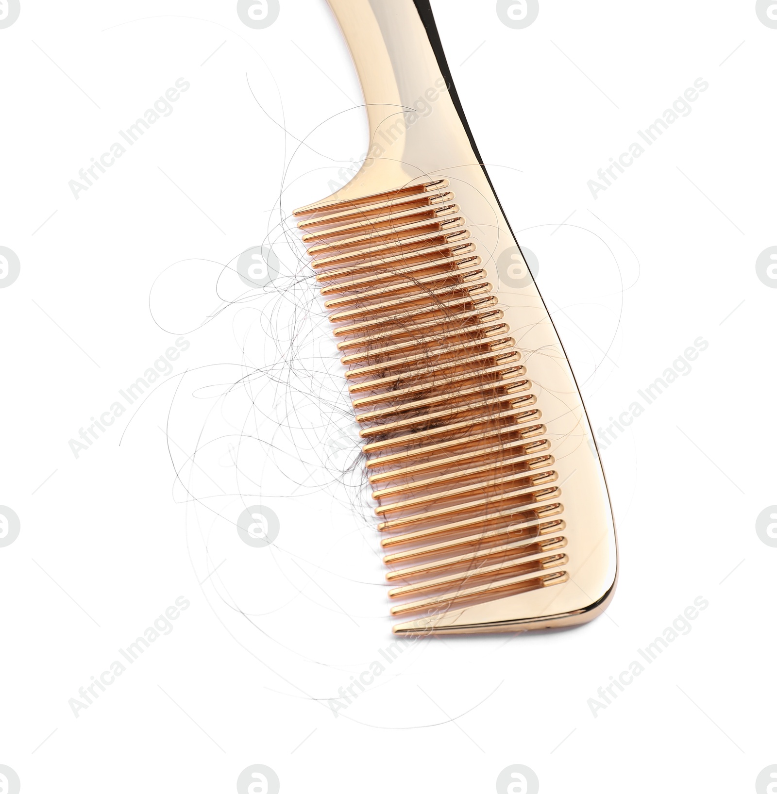 Photo of Comb with lost hair isolated on white