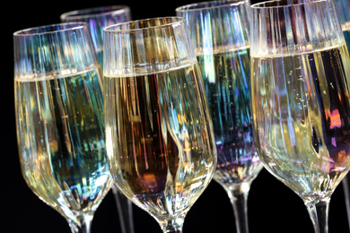 Photo of Closeup view of glasses with sparkling wine