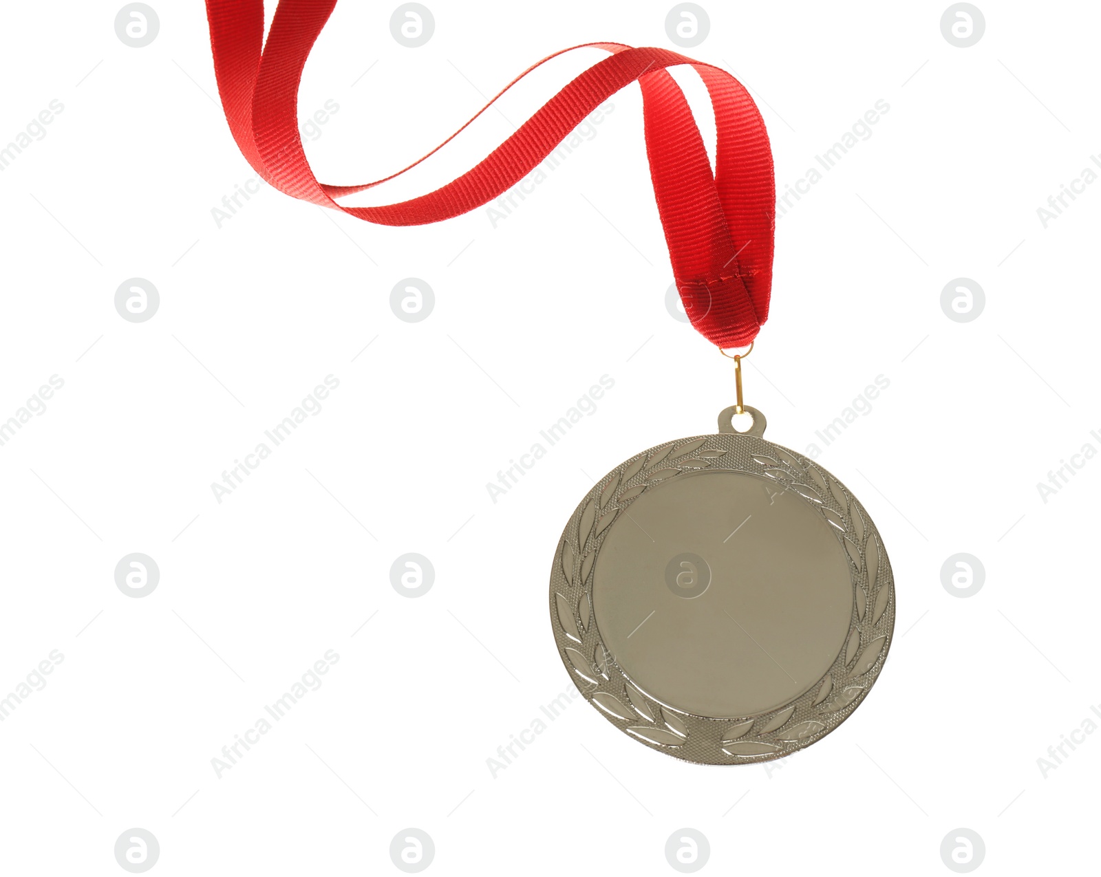 Photo of Silver medal isolated on white. Space for design