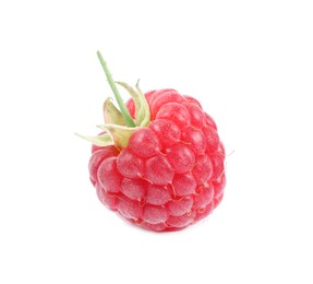 One tasty ripe raspberry isolated on white