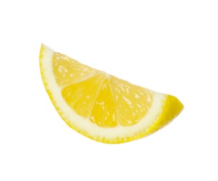 Photo of Fresh ripe lemon piece isolated on white