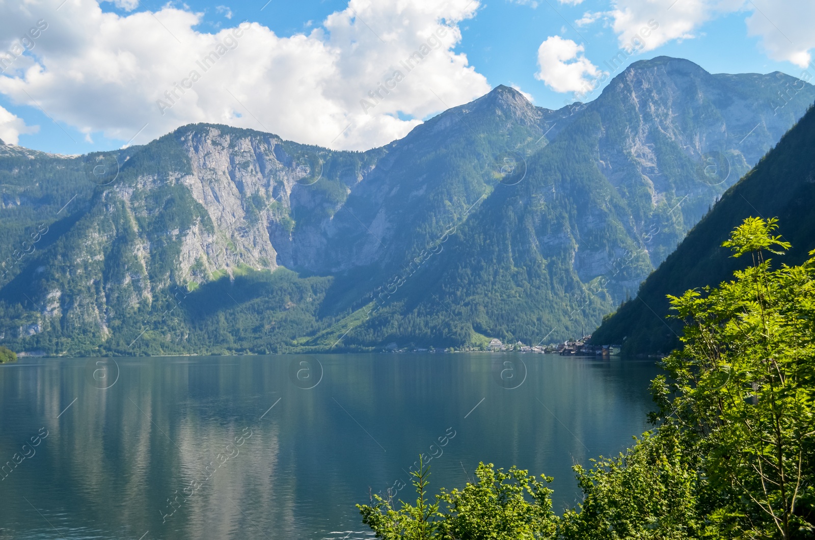 Photo of Beautiful landscape with mountains and river on sunny day