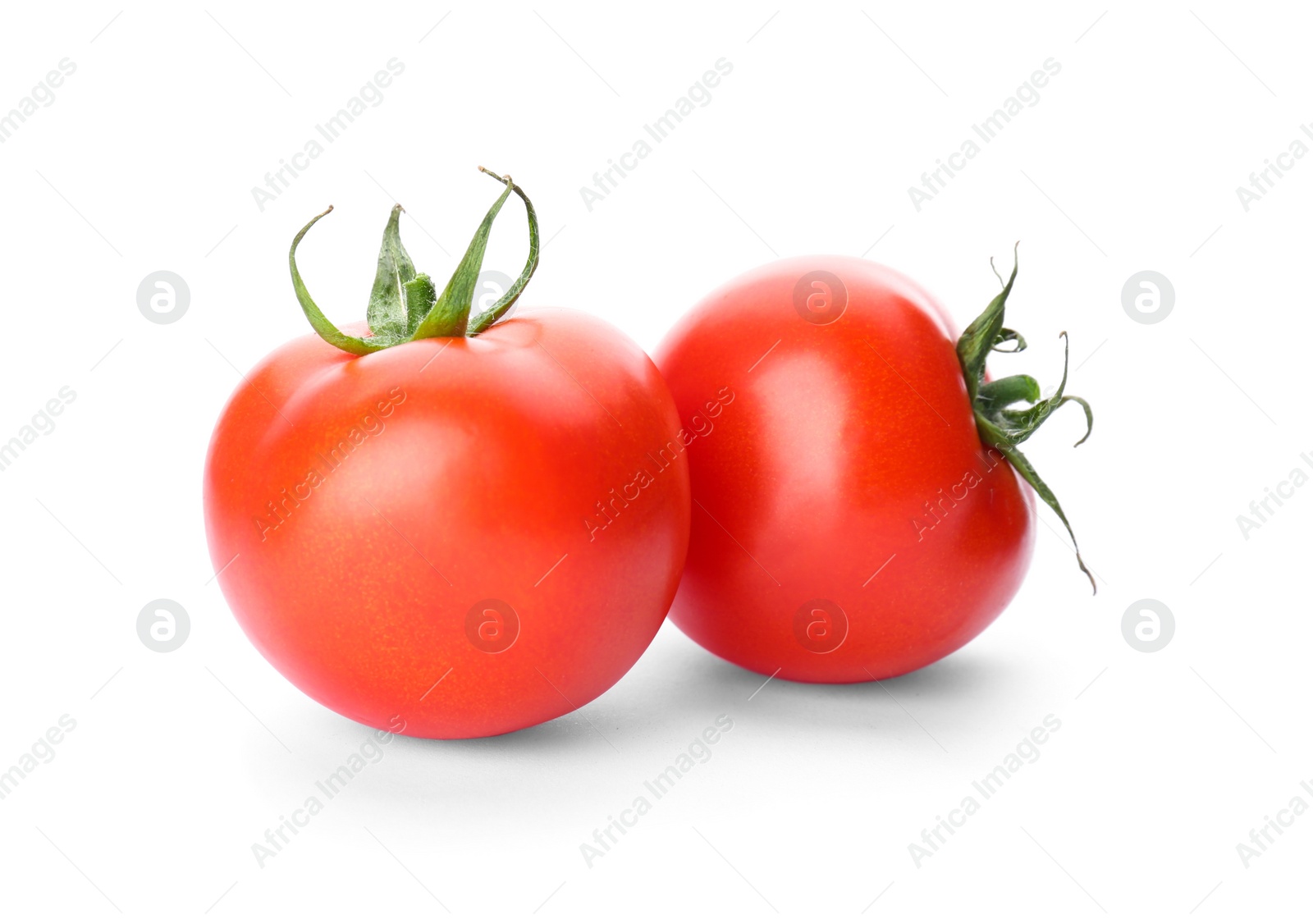 Photo of Fresh ripe red tomatoes on white background