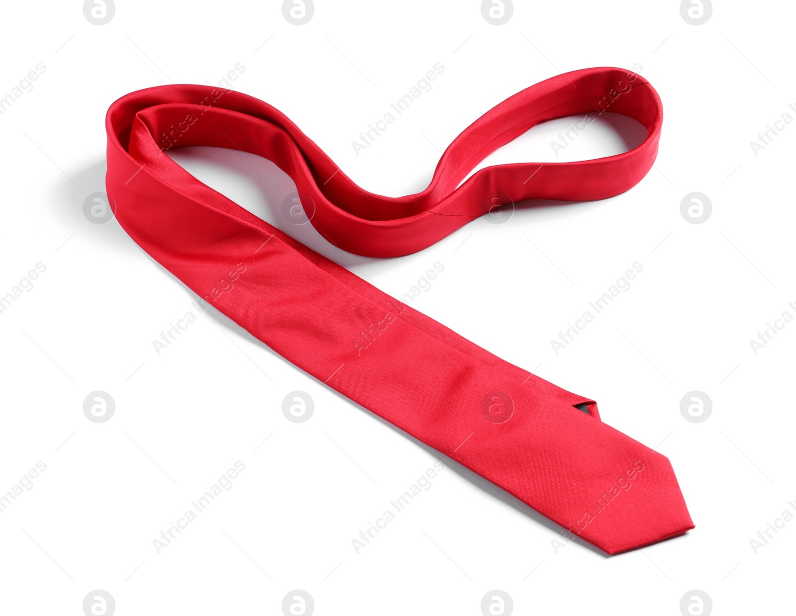 Photo of One red necktie isolated on white. Men's accessory