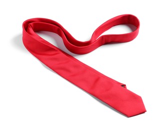 One red necktie isolated on white. Men's accessory