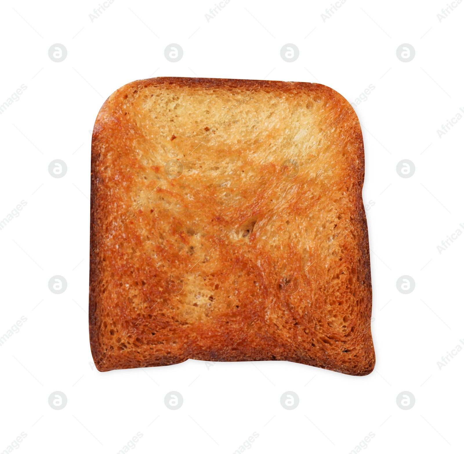 Photo of One piece of fresh toast bread isolated on white, top view