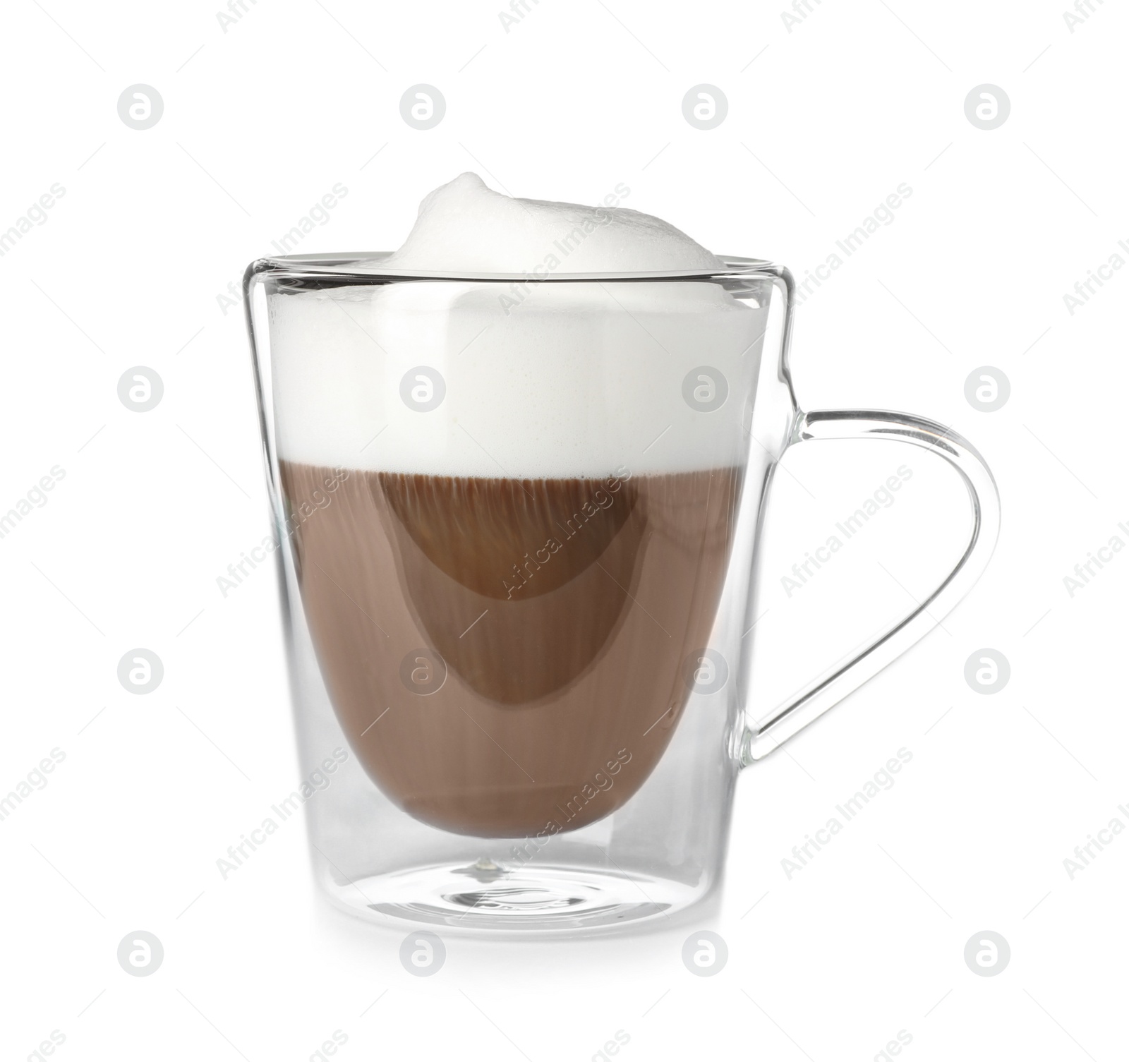 Photo of Double wall glass coffee cup isolated on white