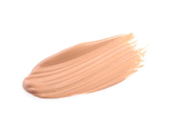 Photo of Sample of skin foundation on white background, top view