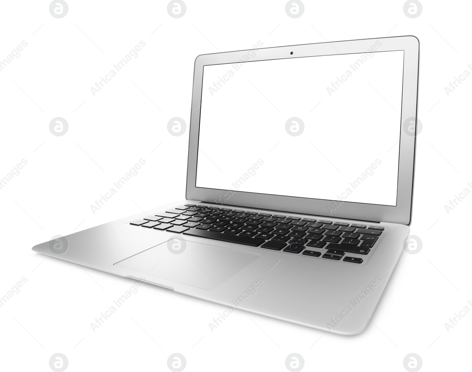 Photo of Laptop with blank screen isolated on white. Mockup for design