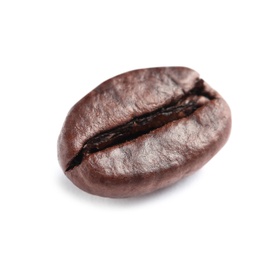 Photo of Single roasted coffee bean on white background