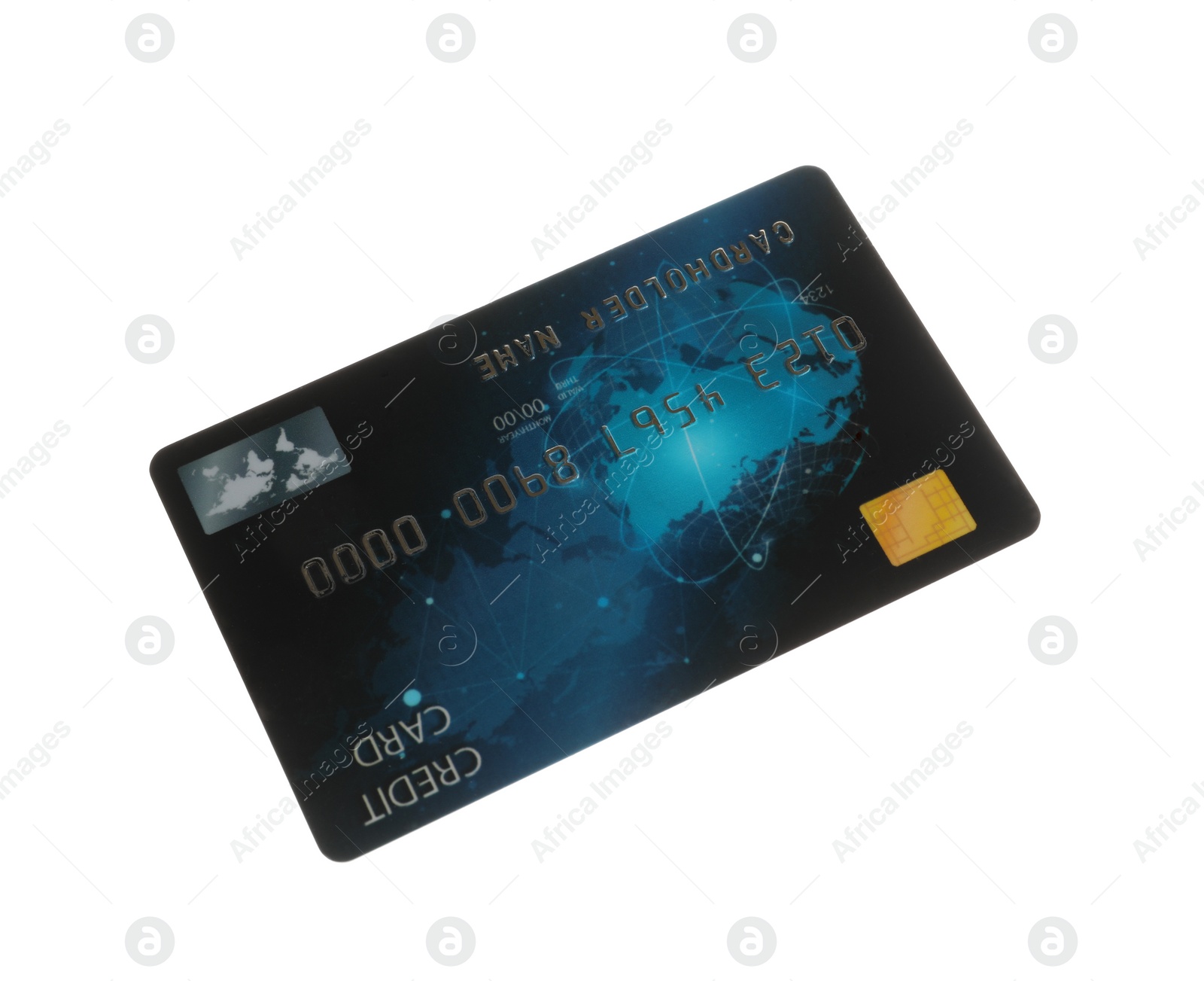 Photo of Blue plastic credit card isolated on white