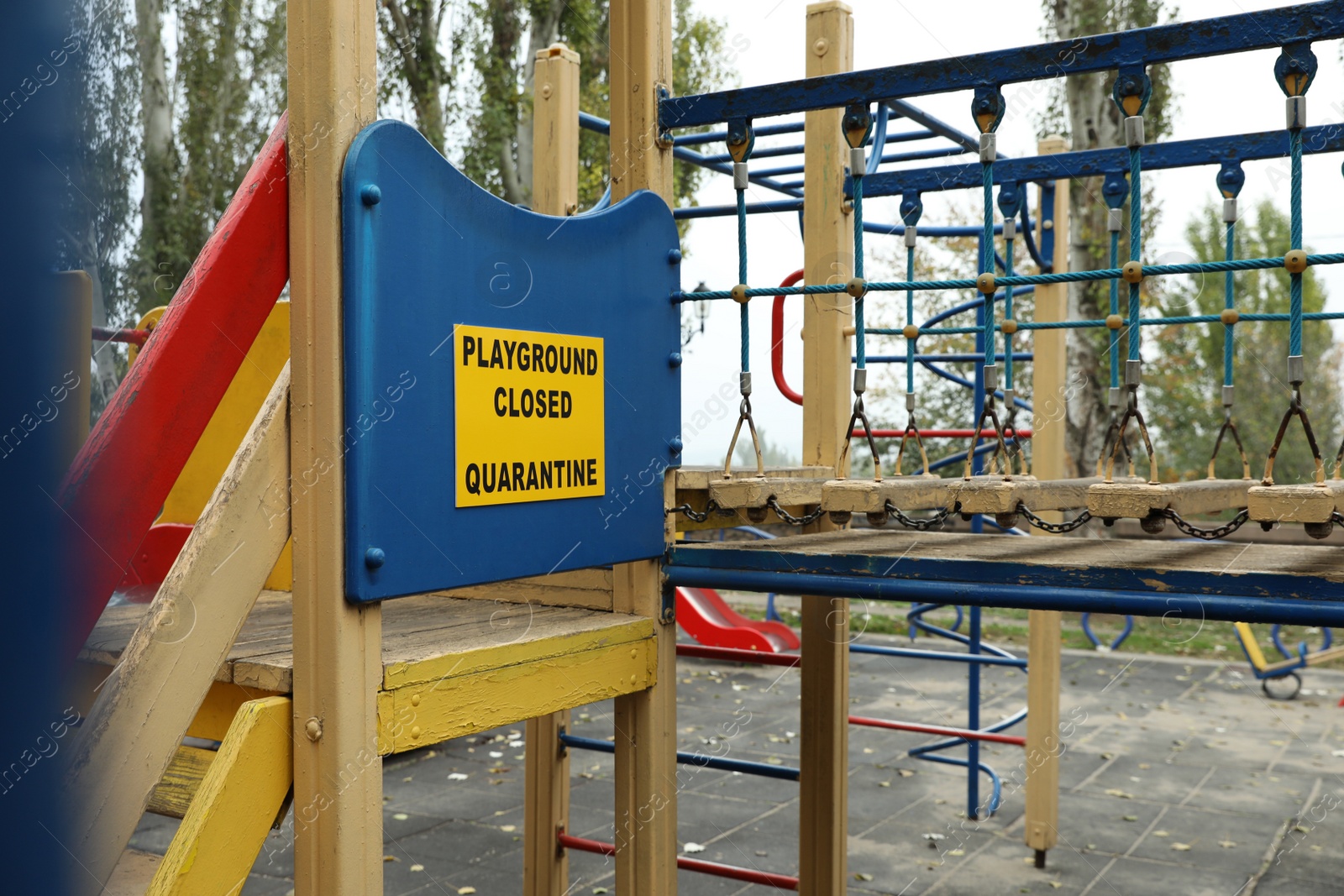 Photo of View of playground closed during COVID-19 quarantine