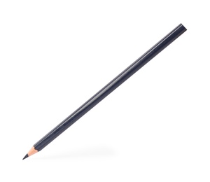 Photo of Black wooden pencil on white background. School stationery