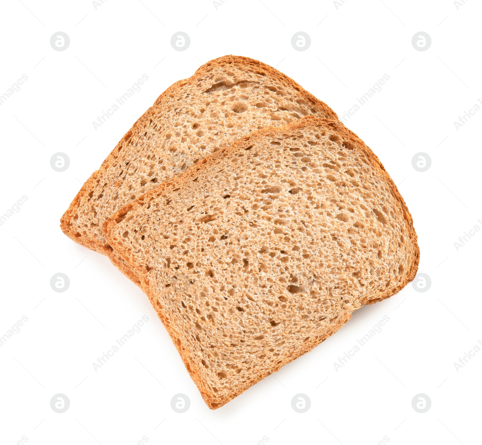 Photo of Fresh bread on white background, top view