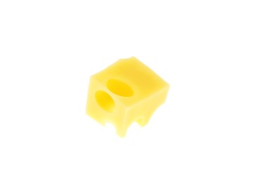 Cube of delicious cheese isolated on white