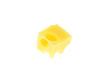 Photo of Cube of delicious cheese isolated on white