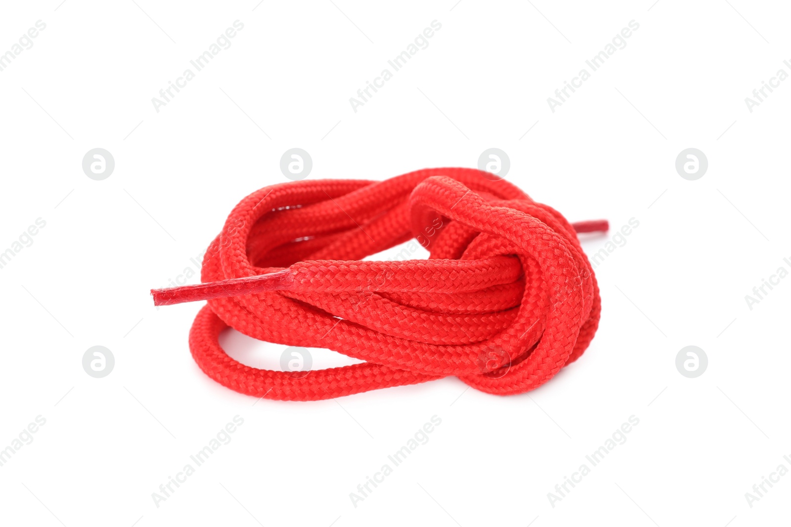 Photo of Long red shoe lace isolated on white