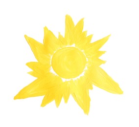 Photo of Child's painting of sun on white background