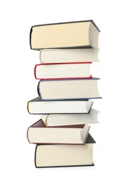 Stack of hardcover books isolated on white