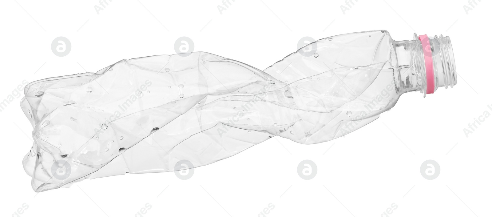 Photo of Crumpled disposable plastic bottle isolated on white