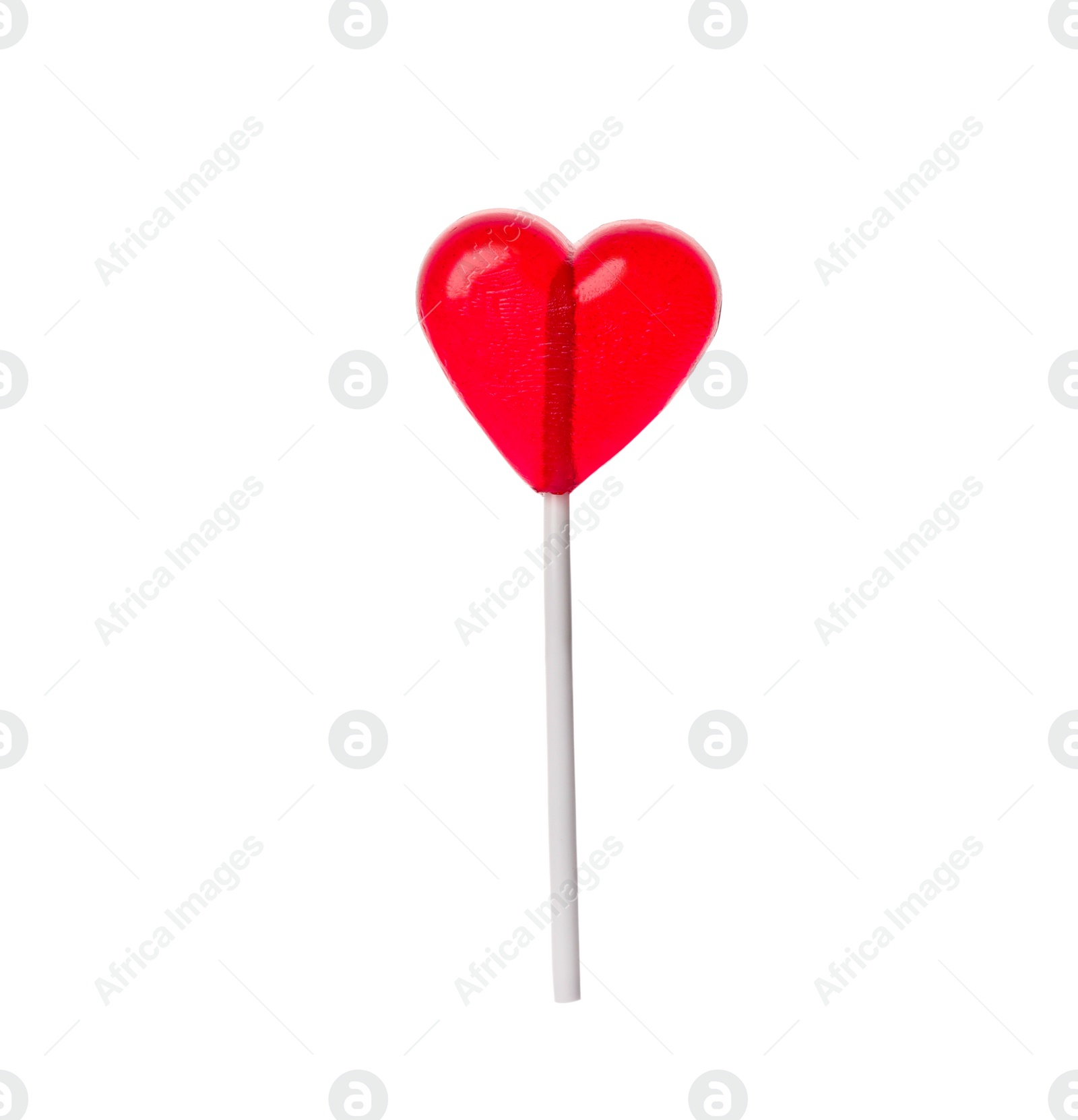 Photo of Sweet heart shaped lollipop isolated on white. Valentine's day celebration