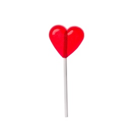 Sweet heart shaped lollipop isolated on white. Valentine's day celebration