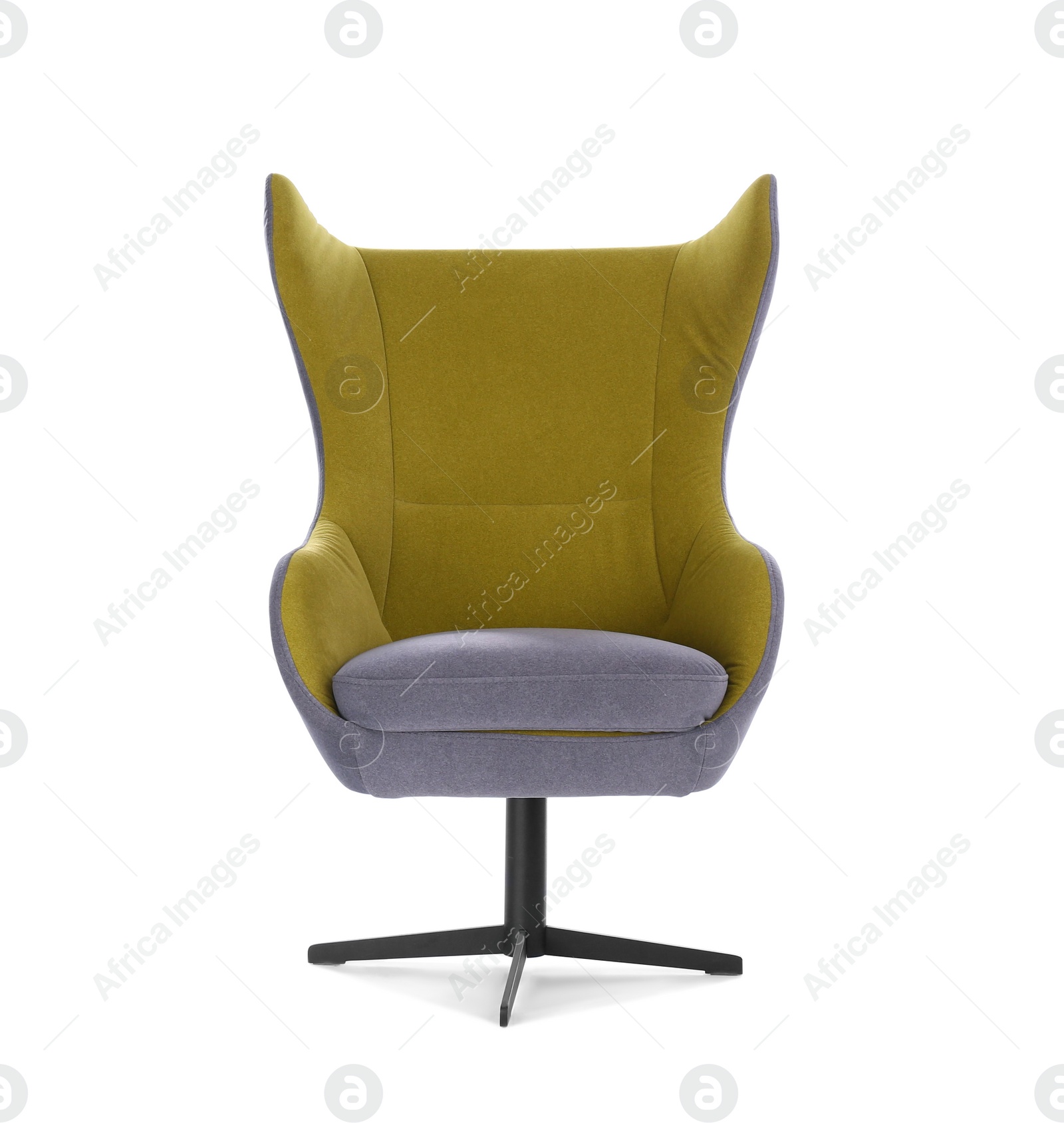 Photo of Comfortable armchair isolated on white. Interior element