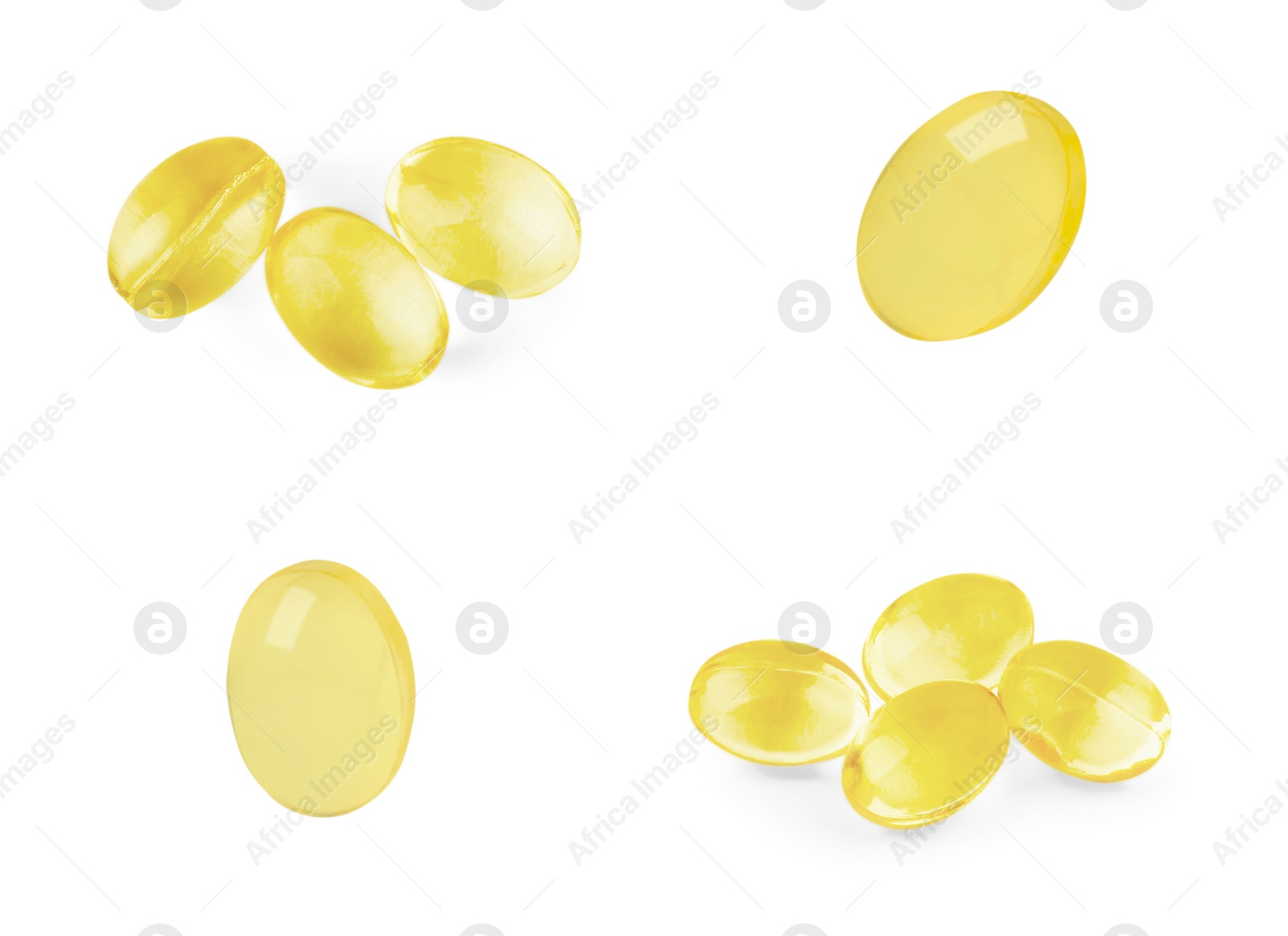 Image of Collage of vitamin pills isolated on white