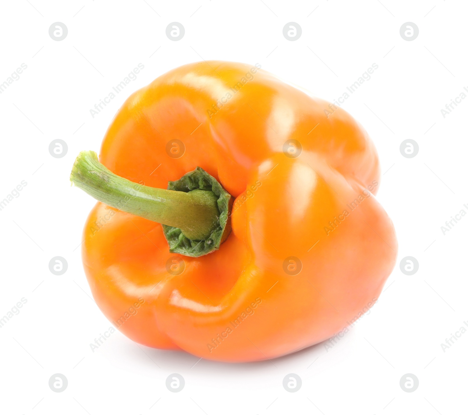 Photo of Ripe orange bell pepper isolated on white