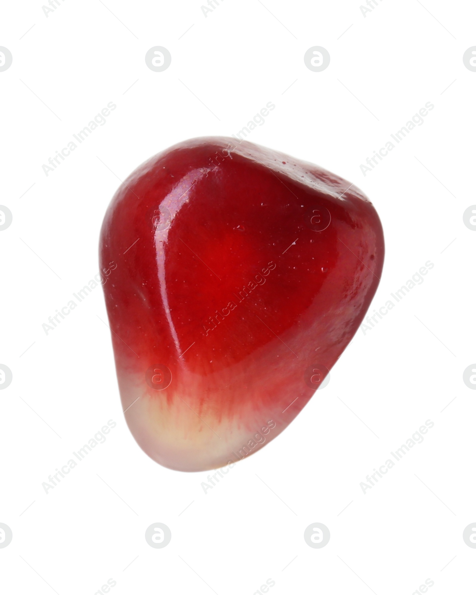 Photo of One ripe pomegranate grain isolated on white