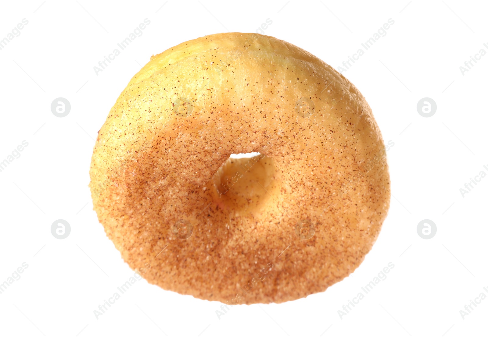 Photo of Sweet tasty glazed donut with cinnamon powder isolated on white