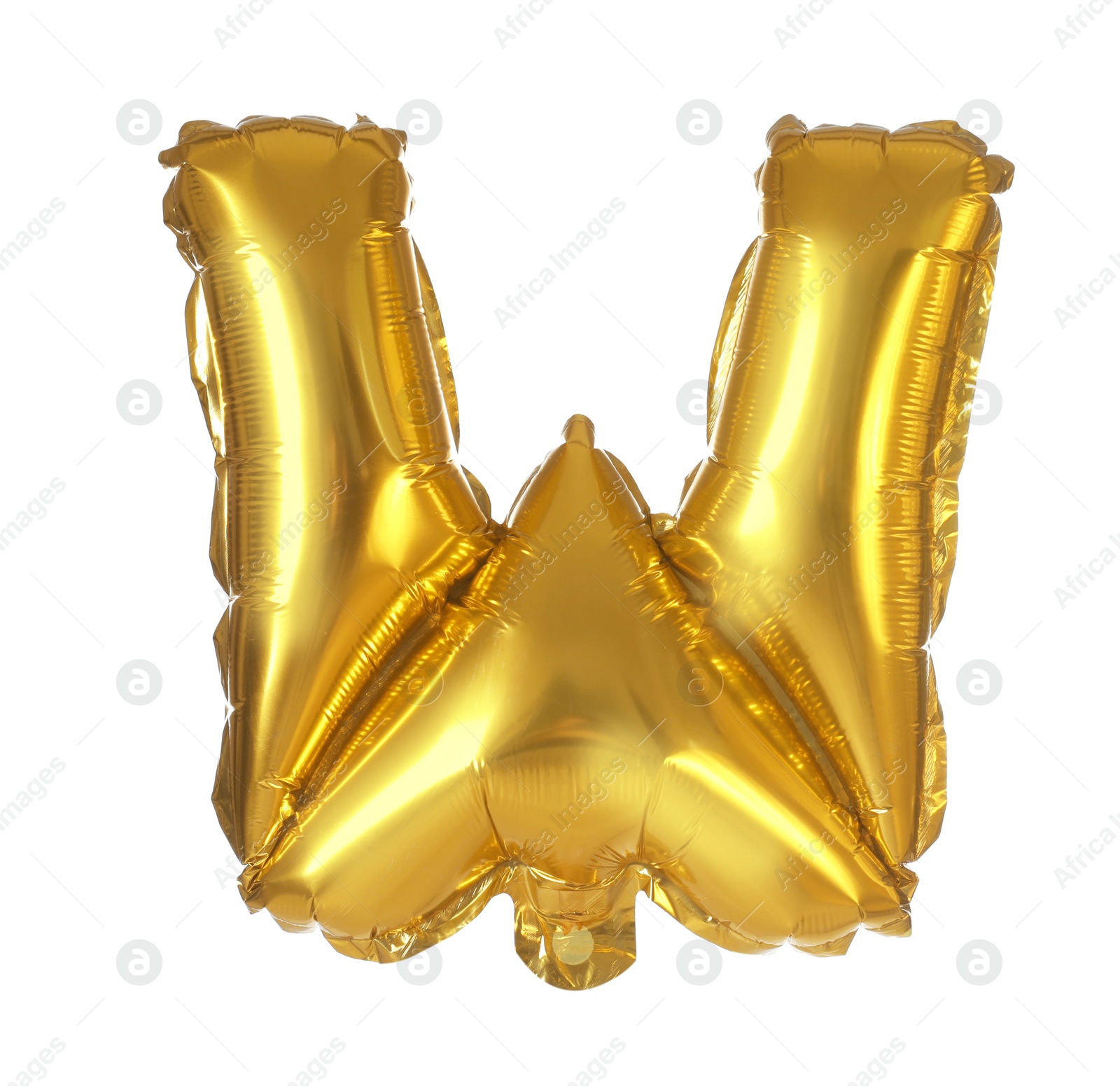 Photo of Golden letter W balloon on white background