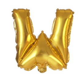 Photo of Golden letter W balloon on white background