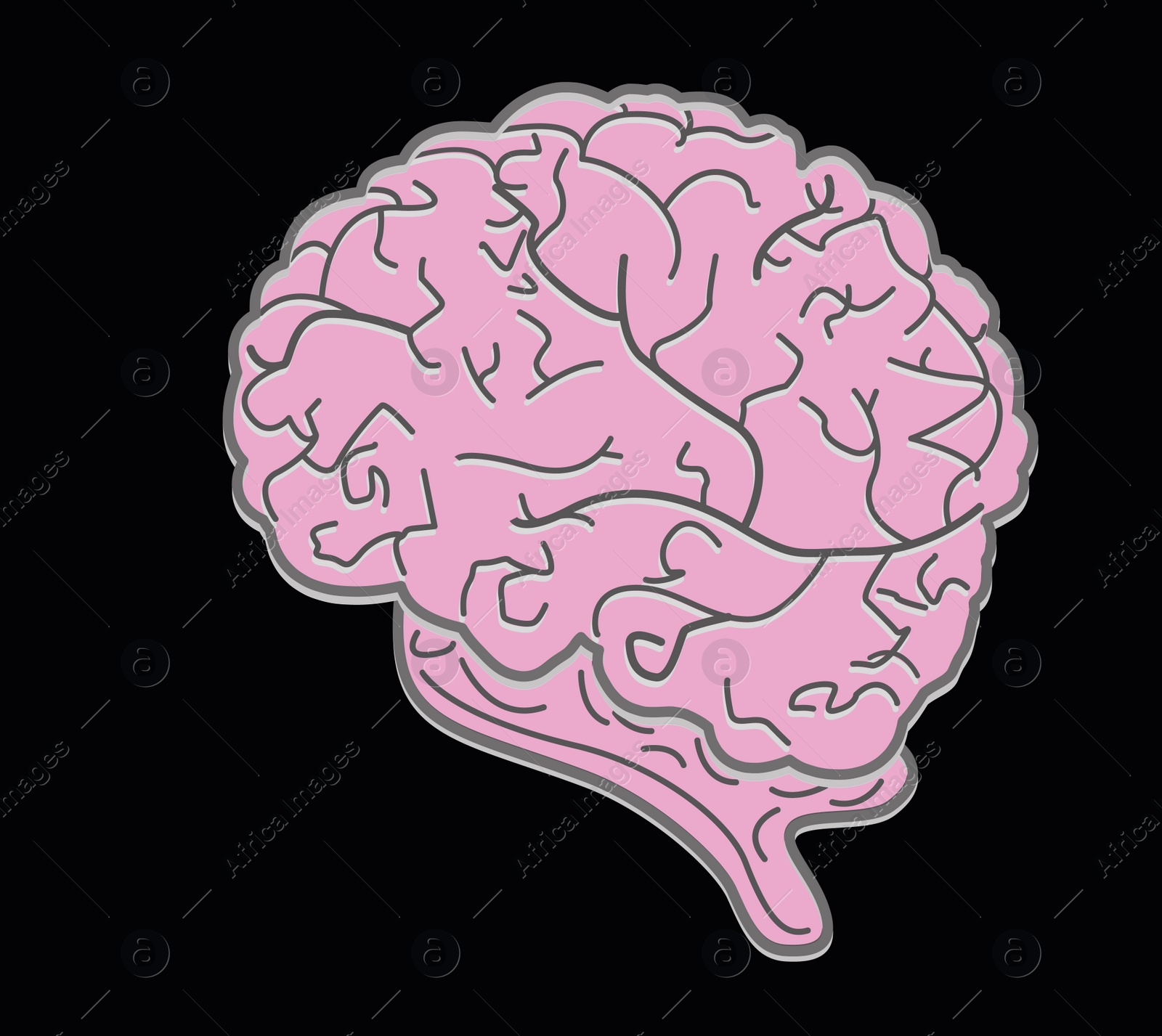 Illustration of  human brain on black background