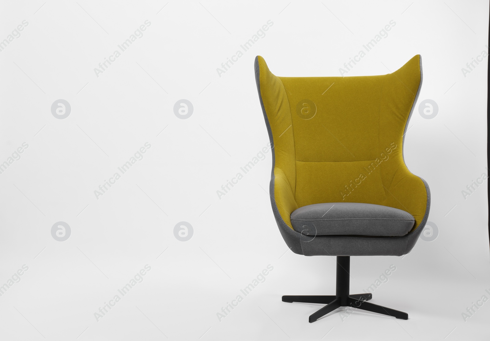 Photo of Comfortable office chair on white background, space for text