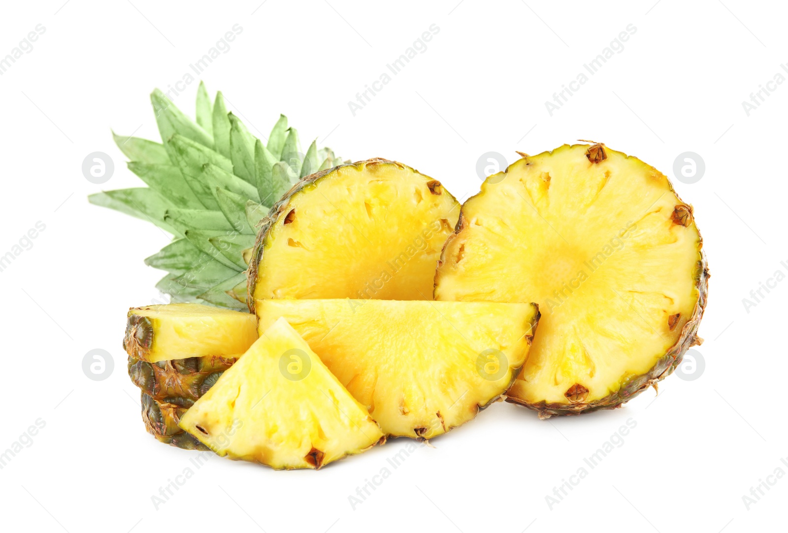 Photo of Slices of fresh pineapple isolated on white