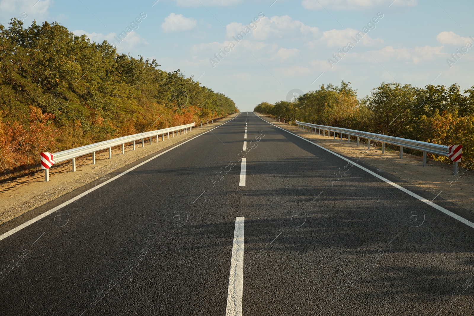 Photo of Beautiful view of empty asphalt highway. Road trip