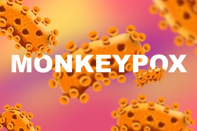 Abstract illustration of monkeypox virus on color background. Dangerous disease