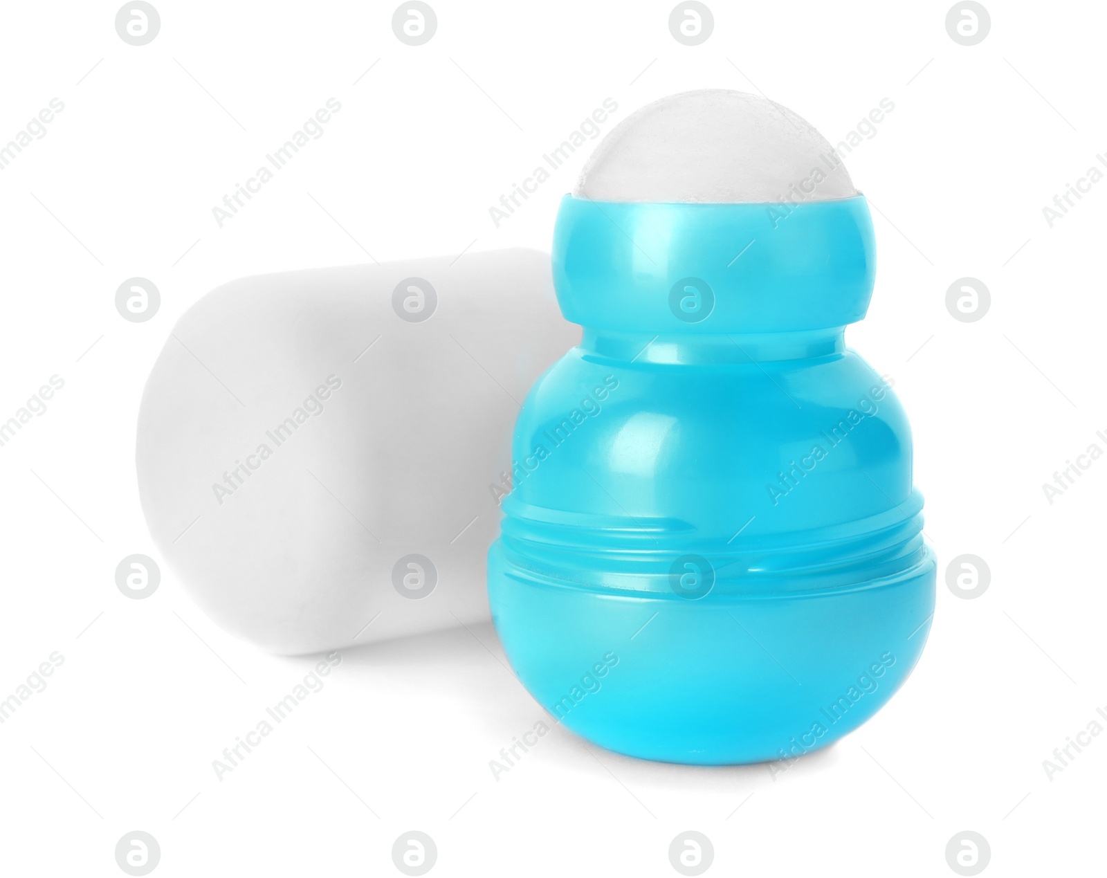 Photo of Roll-on deodorant on white background. Skin care