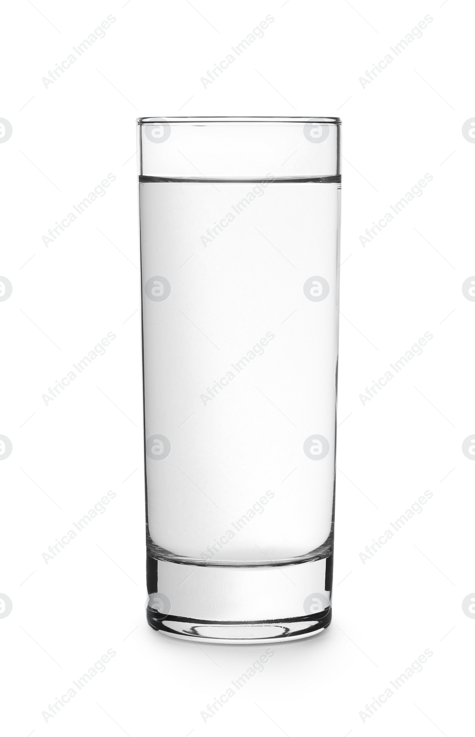 Photo of Full glass of water on white background