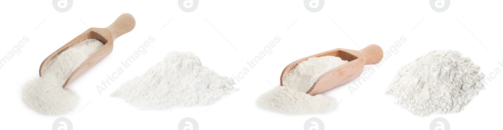 Image of Set of baking powder isolated on white