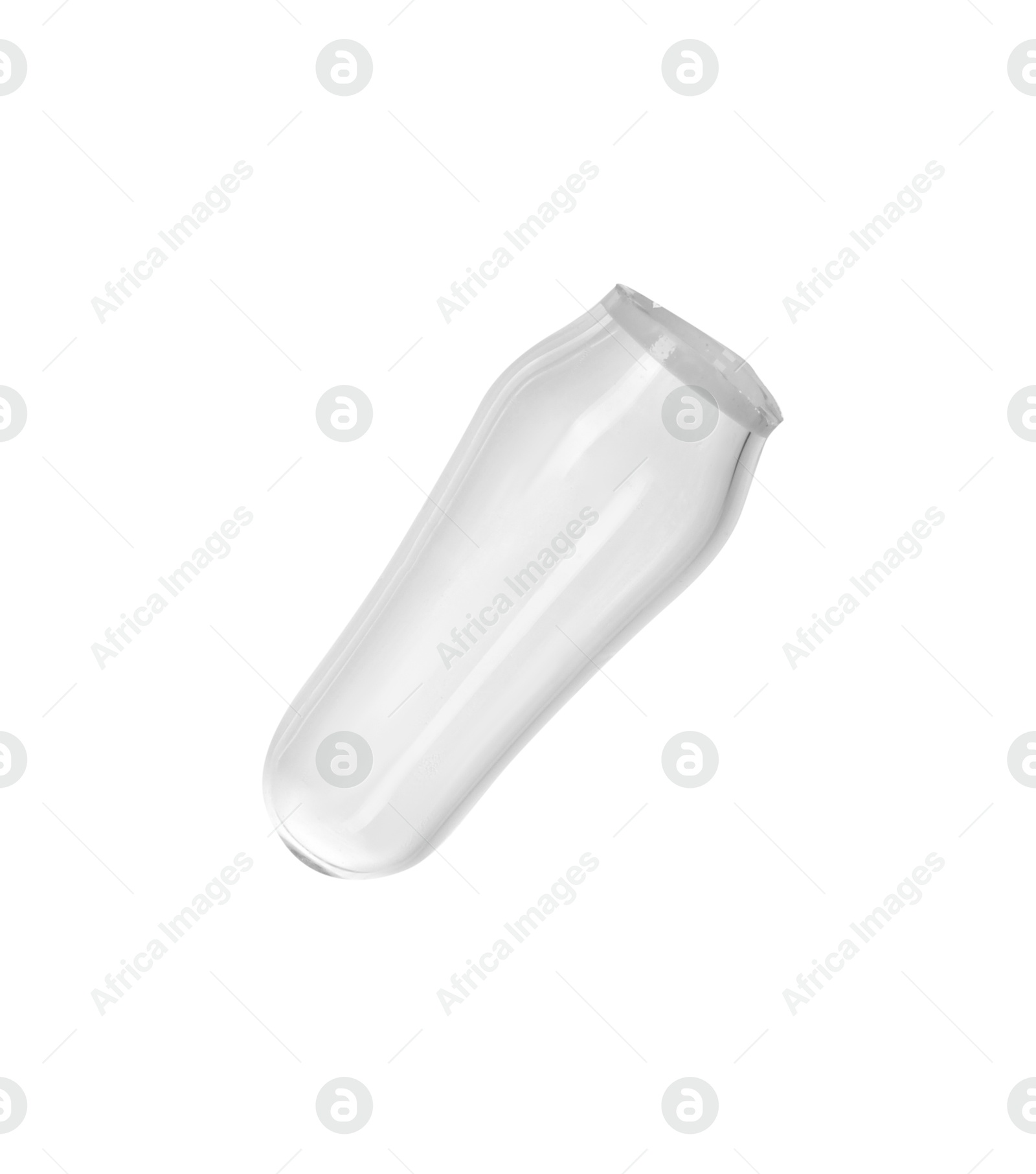 Photo of Conical tip of open glass ampoule isolated on white