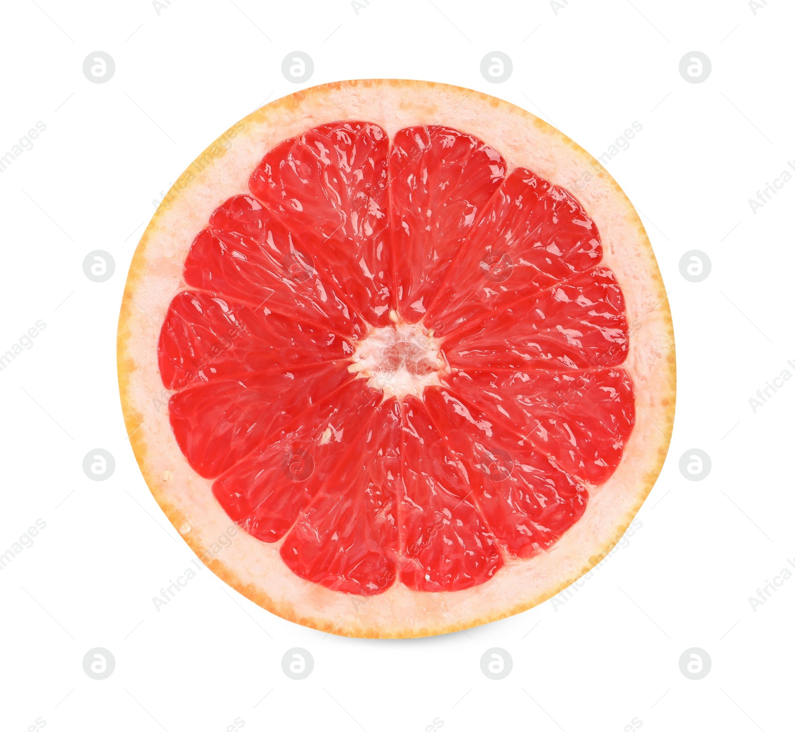 Photo of Citrus fruit. Half of fresh grapefruit isolated on white