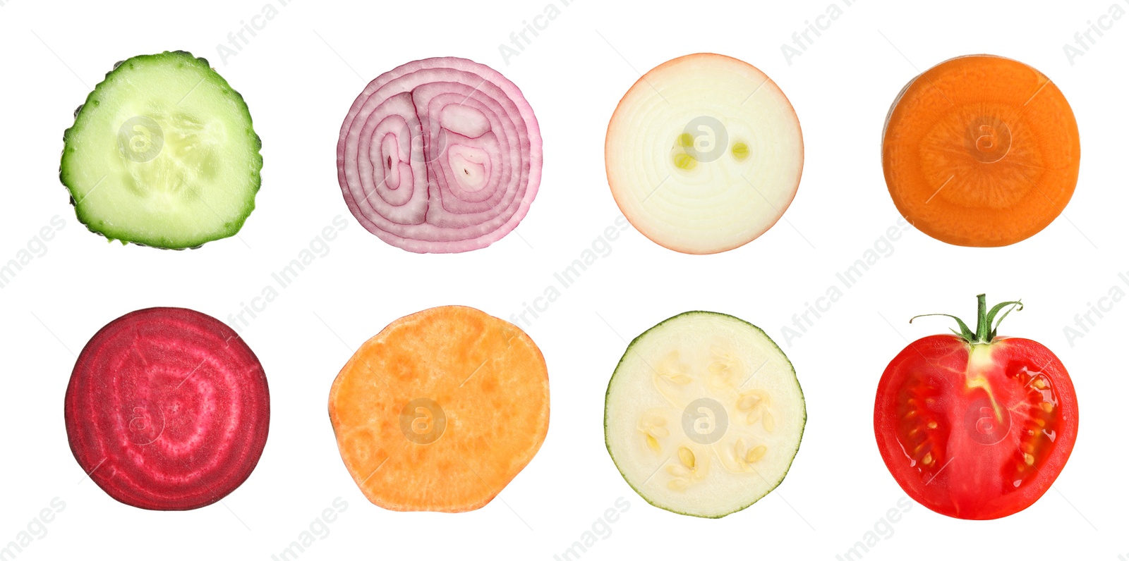 Image of Collection of different fresh vegetables on white background. Banner design