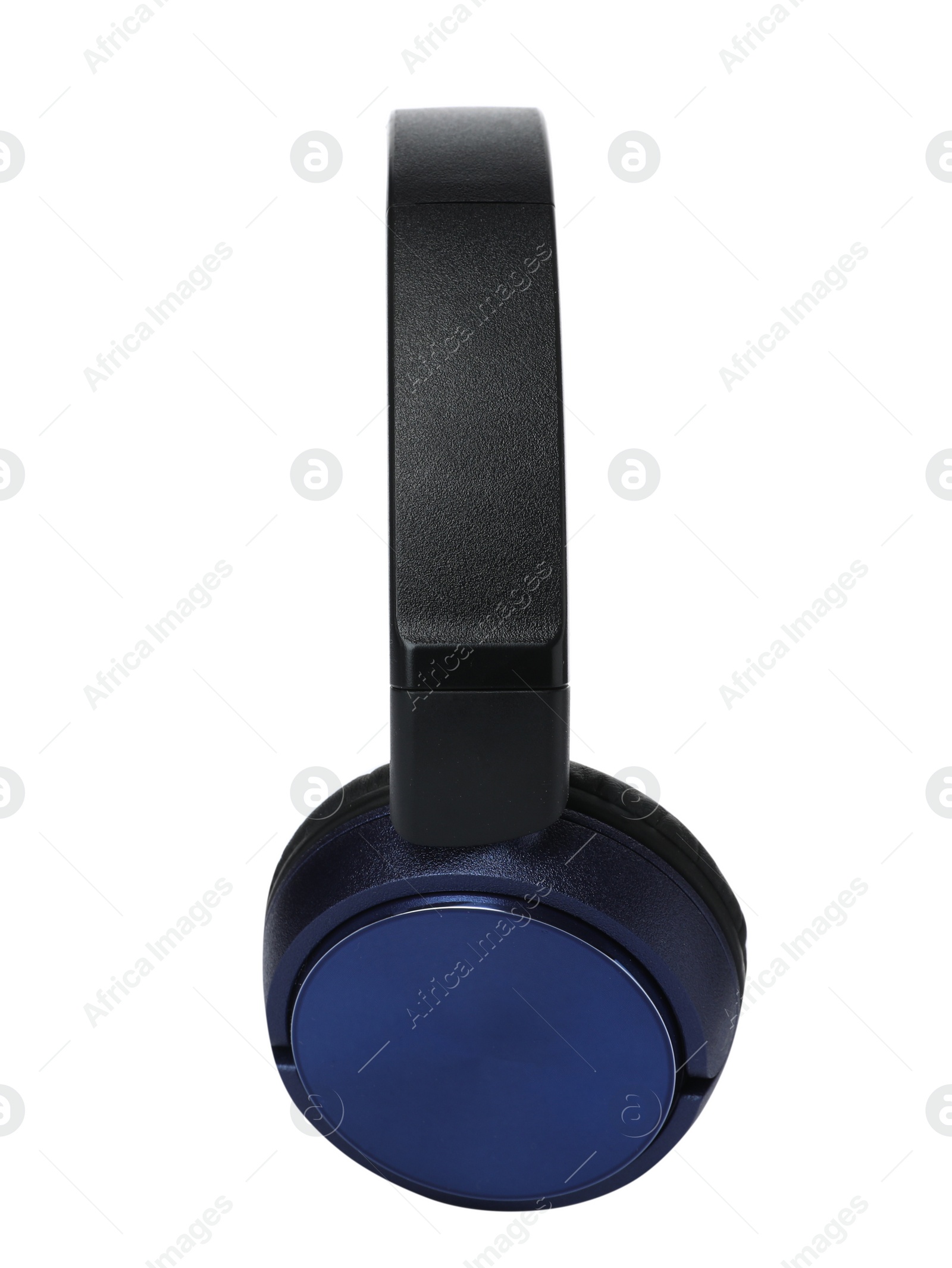 Photo of Stylish modern headphones with earmuffs on white background