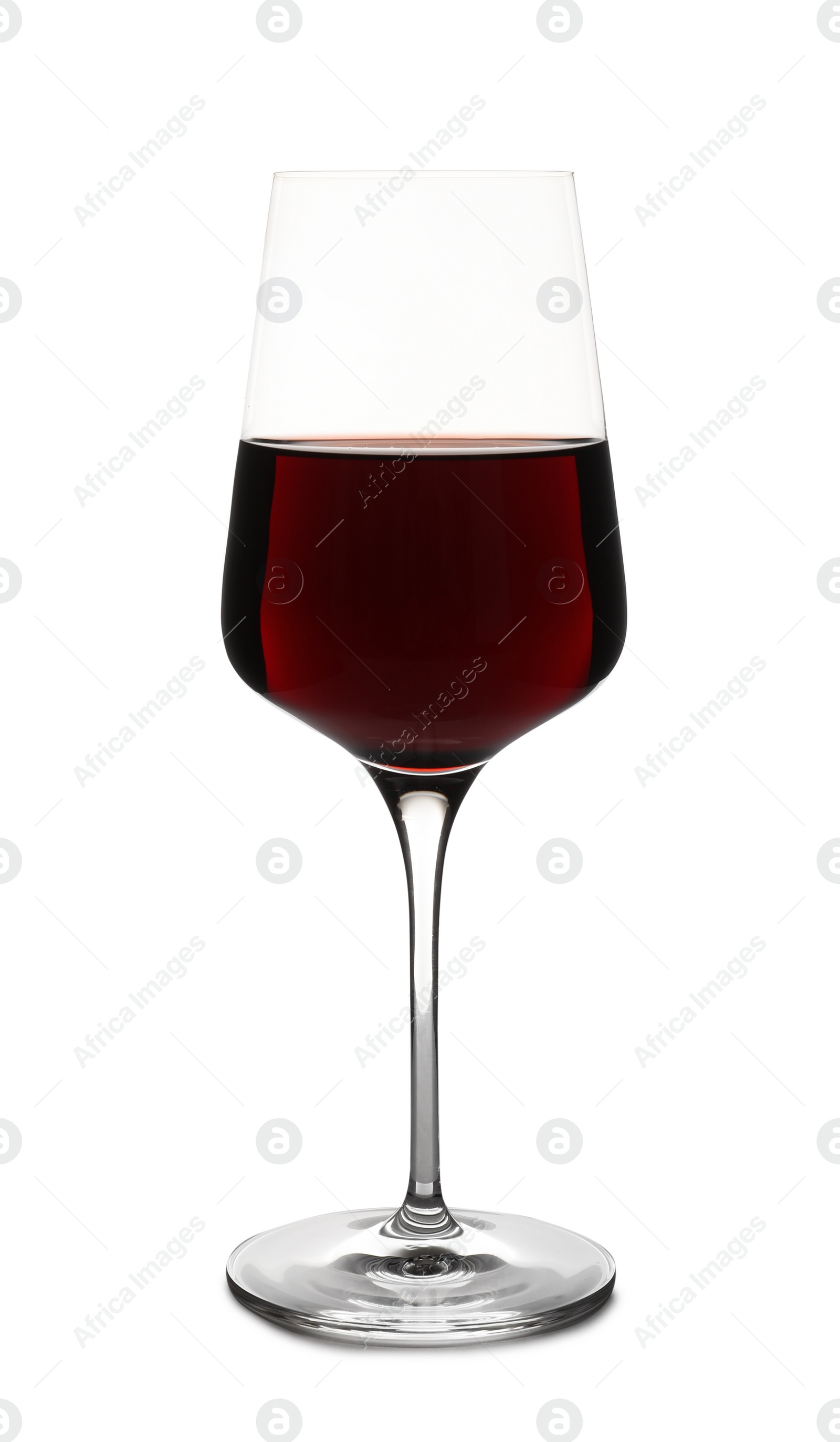 Photo of Glass of delicious expensive red wine on white background